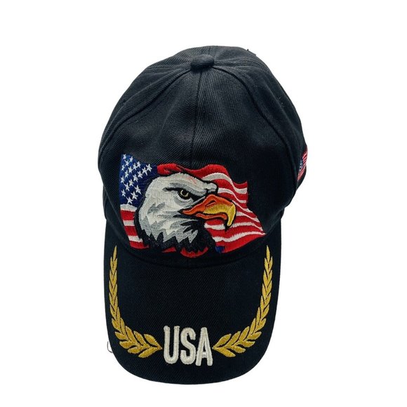 Anna-Kaci USA American Flag Patriotic Eagle Hawk Embossed 3D Adjustable Velcro Baseball Caps Hats
